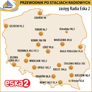 Mapa zasigu - Radio Eska 2