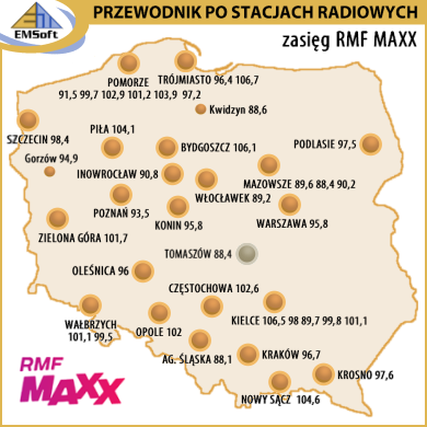 Mapa zasigu - Radio RMF MAXX