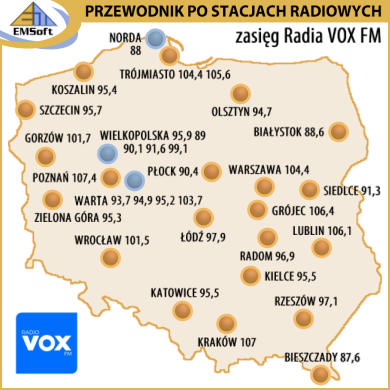 Mapa zasięgu - Radio VOX FM