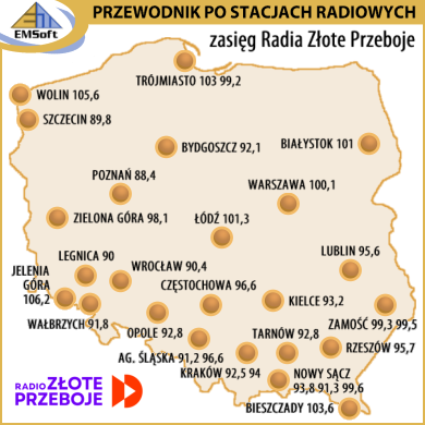 Mapa zasięgu - Radio Złote Przeboje