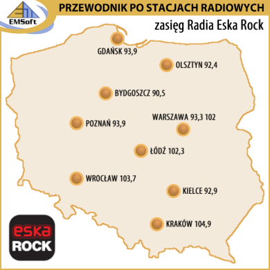 Mapa zasigu - Radio Eska Rock